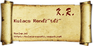 Kulacs Renátó névjegykártya